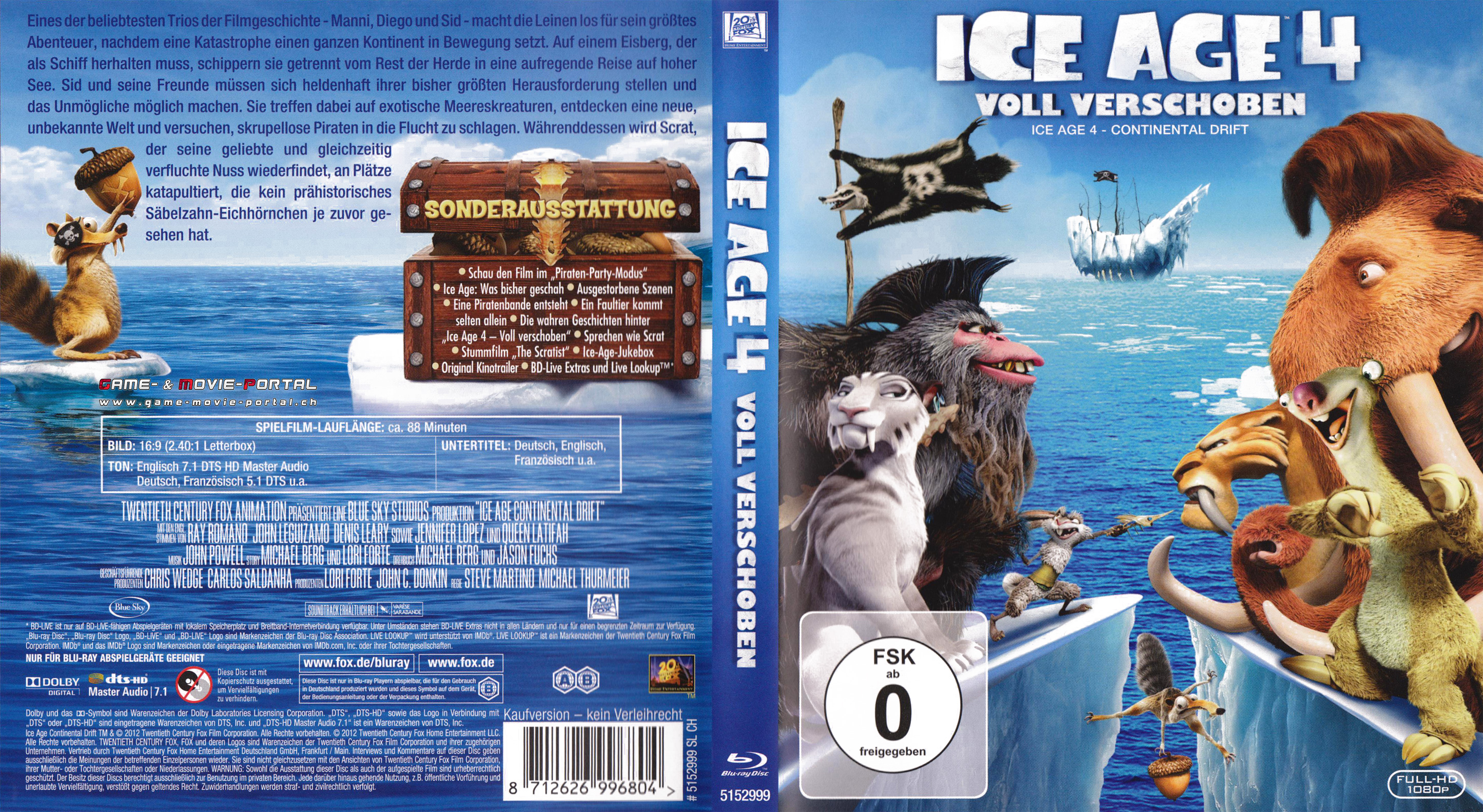 Ice Age 4: Voll verschoben Blu-ray-Cover. 